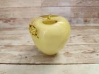 Vintage Fenton Yellow Glass Overlay Apple Paperweight Signed *Broken Stem*