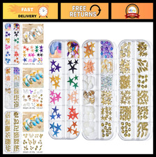 3 Boxes Summer Beach Nail Art Rhinestones  3D Ocean Charms - Starfish, Conch, S