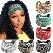 6 Pack Wide Headbands for Women Boho Hair Bands Knotted Non-Slip Bandana Head...
