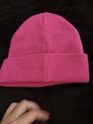 PINK Women's Pink Knit Acrylic Beanie Hat One Size Embroidered Logo — photo 3