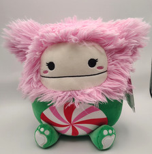 Squishmallow 8" Astrud Bigfoot Peppermint Candy Cane Belly Christmas Plush NWT
