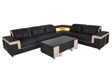 Leder Sofa Moderne Couch Design Wohnlandschaft + Tisch Eck Couchen Sitz +USB Neu