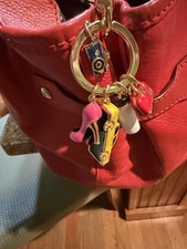 Multicolor Enamel Metal Charm Keychain for Women with Taxi, Heel, Cup, Heart