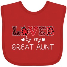 Inktastic Loved By My Great Aunt- Cute Ladybug Baby Bib Animals Spots Red Black