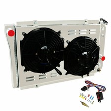 ECMRAD Aluminum Radiator Shroud Fans Combo for 1984-2002 Chevy S10 V8 Swap, 1...