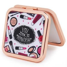 Pocket Mirror for Women, Rosegold Square 2.8 2.8 Metal 2.8"L x 2.8"W Rgcn02