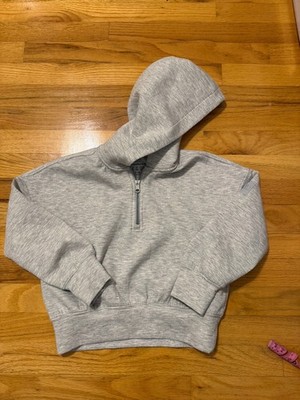 Girls Abercrombie Kids YPB Active Cropped Quarter-Zip Hoodie Size 7/8; Gray