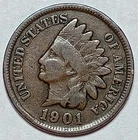 Indian Head Penny Lot of "1" VERY NICE 1901 GOOD OR BETTER°$ FREE SHIPPING $#175