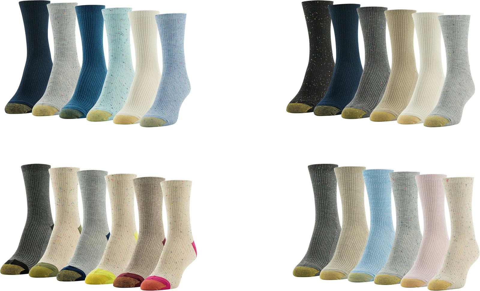 GOLDTOE Women's Lola Ribbed Short Crew Socks (6 Pairs)