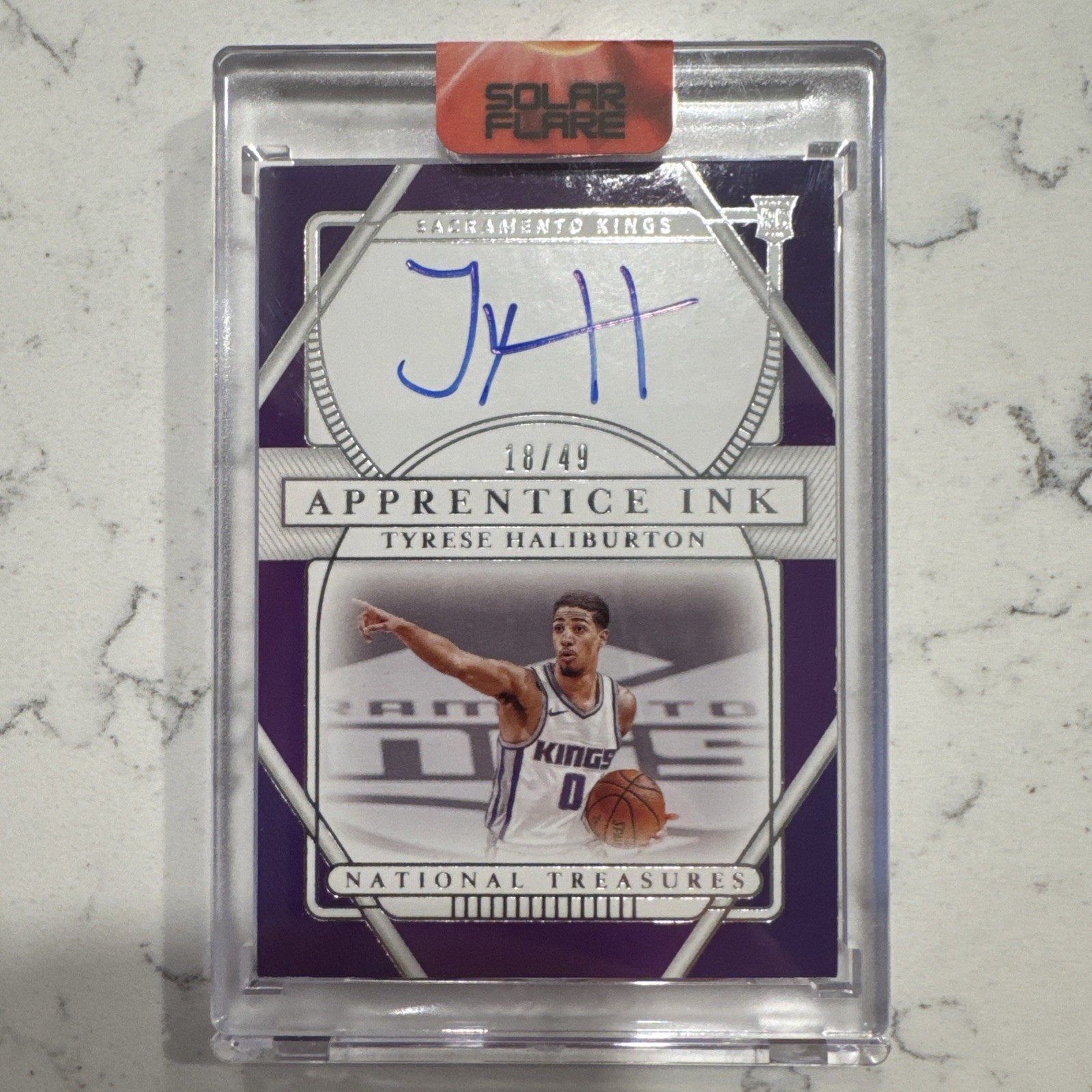 2020-21 National Treasures Tyrese Haliburton Apprentice Ink RC Auto #18/49 Kings
