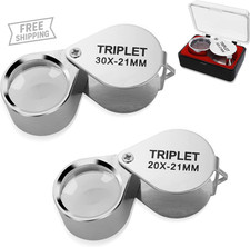 Dual Pack Jewelers Loupe Magnifiers, 20X  30X Pocket Size