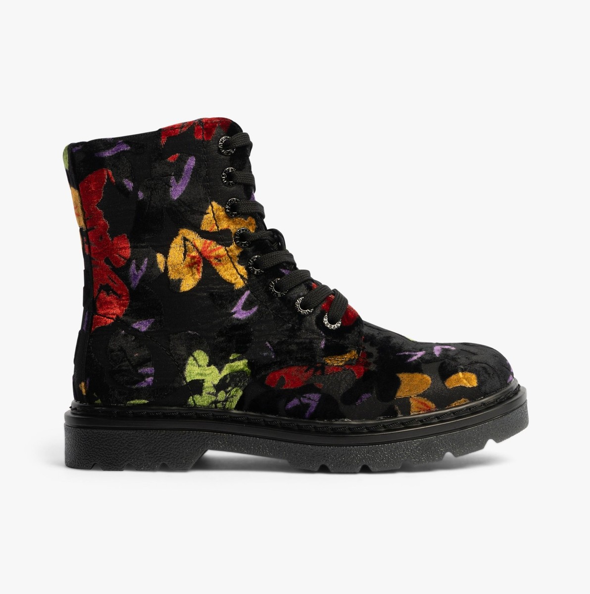 Heavenly Feet JUSTINA2 FLORAL VELOUR Womens Casual Lace-Up Ankle Boots