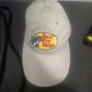 Bass Pro Shops Beige Adjustable Cotton Canvas Baseball Cap Embroidered Fish Logo