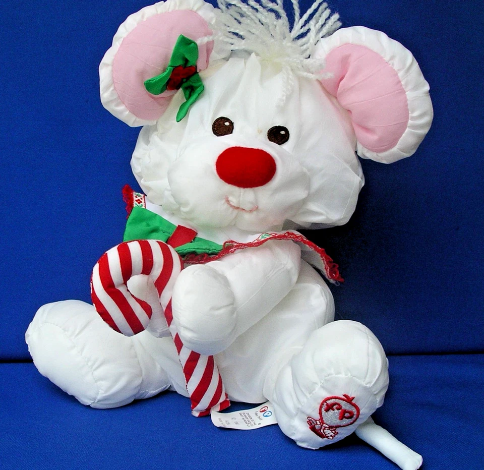 Fisher-Price Puffalump Navidad Ratón Blanco Peluche Juguete De Colección Nylon Foto 2 de 4