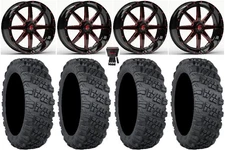 Fuel Maverick Red 18" Wheels 28" Versa Cross V3 Tires Kawasaki Mule Pro FXT KRX