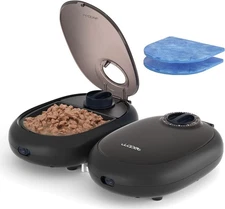 WOPET Automatic Cat Feeder, 48-Hour Timed Pet Food Dispenser with Ice Black 