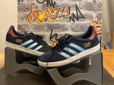 Adidas Gazelle Wildleder Freizeit Navy, Sky, Claret Herren Terrasse Turnschuhe Größe UK 8 