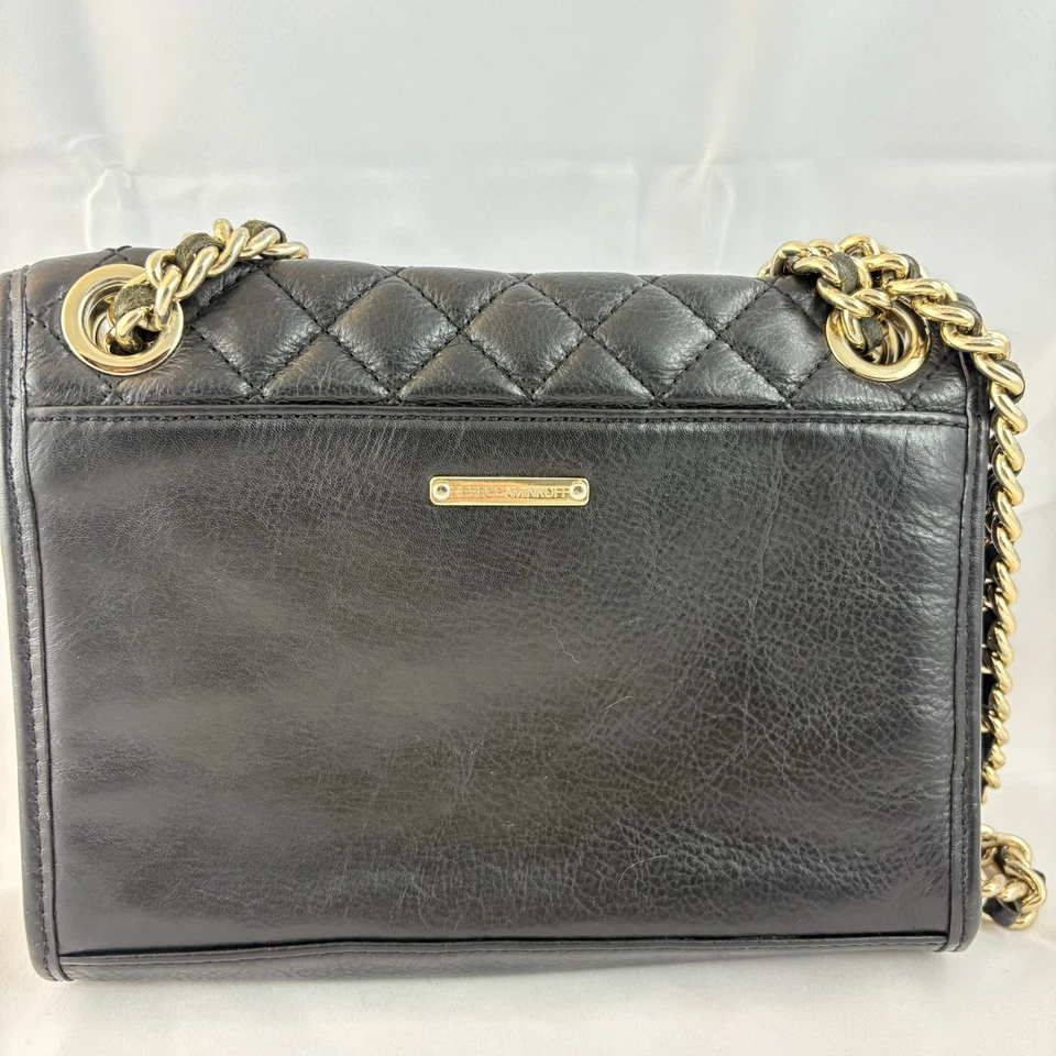 Rebecca Minkoff Black Quilted Mini Affair Bag Gold Chain Crossbody B000419 - Image 2 of 4