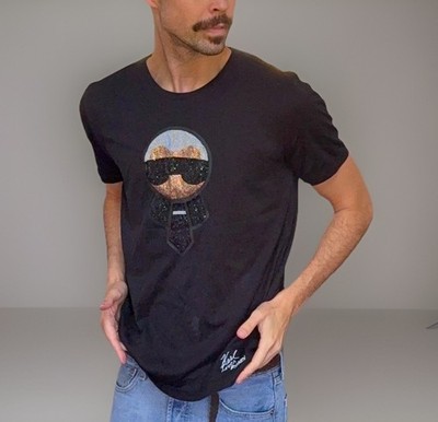 Fendi Karl Lagerfeld Karlito Crystal Graphic T Shirt IT 50 Mens