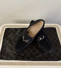 Vintage Gucci 1995 Silver Horsebit Accent Loafers Women Size 36.5 B With Dustbag