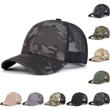 Camouflage Trucker Mesh Baseball Hat Mens Womens Hip Hop Breathable Snapback Cap