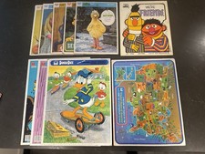 Vtg Playskool Tray Puzzle Lot of 10 5 Sesame Street 1 Disney 2 Peanuts 1 US Map