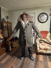 Swedish M1909 Winter WWII Field Coat Canvas Sheepskin XXL Pilot Heavy WARM