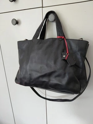 Gorgeous Black Vintage Radley Tote Shoulder Bag Plait Handles With Dog Tag Charm - Image 1 of 4