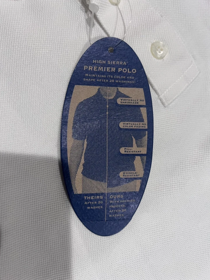 Camisa polo de golfe XXL High Sierra Premier algodão manga curta branca  - Imagem 4 de 4