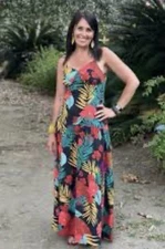 Gorgeous Colourful Maxi Dress Size Large 10 12 Cross Tie Back Flattering RRP$79