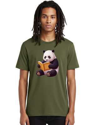 Panda-Reading-Book-4 Mens Graphic Tee, 100% Cotton, Casual Summer Wear