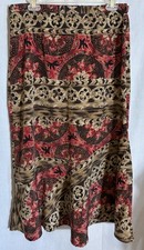 Vintage 90's Sag Harbor Brown Floral Midi Skirt Boho Gypsy Cottagecore Womens Lg