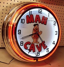 18" MAN CAVE Sign Double Neon Clock