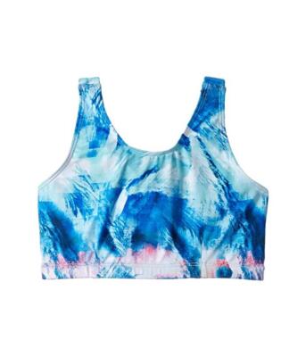 Flo Dancewear 290693 Girl's Keyhole Blue Pixel Wave Sports Bra, size 16