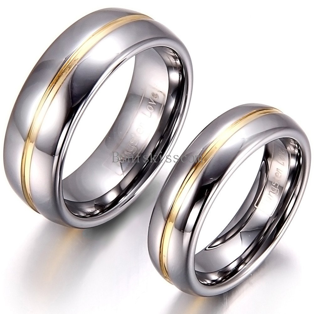 Tungsten Carbide SILVER POLISHED Wedding Band MEN WOMENS Engagement Bridal Ring-animated-img