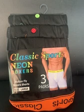 3 Pairs Men's Underwear Assorted Men's Black Boxer Men's Neon Boxer Shorts Large