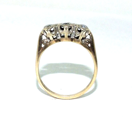 Ladies/Women's 9ct 9carat yellow gold trilogy ring set with diamonds, UK size L - Picture 2 of 7