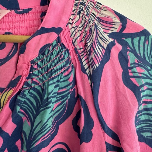 Lilly Pulitzer Elsa Pink Silk Top Leaves In The Breeze Tropical Resort Size XS - Picture 7 of 13