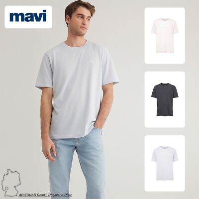 MAVI Herren T-Shirt mit kurzen Ärmeln und Rundhalsausschnitt, Logo auf Brust