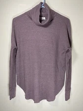 Michael Stars Turtleneck Top Womens XS Purple Waffle Knit Oversized Long Sleeve