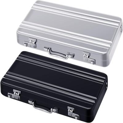 2 Pcs Business Card Holder Suitcase Aluminum Business Card Case with Waterproof