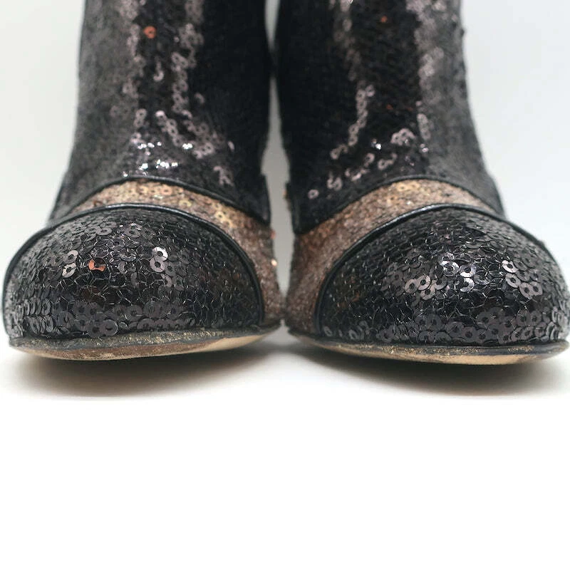 Oscar de la Renta Botines Dos Tonos Lentejuelas Negro/Cobre Talla 40 Foto 4 de 4