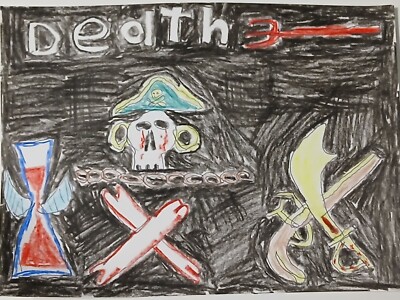 One of my own designs of the Jolly Roger Pirate Flag. This one is 6 x 9 inches.