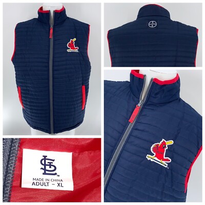 St. Louis Cardinals Puffer Vest Men XL Navy Blue Embroidered Full Zip ...