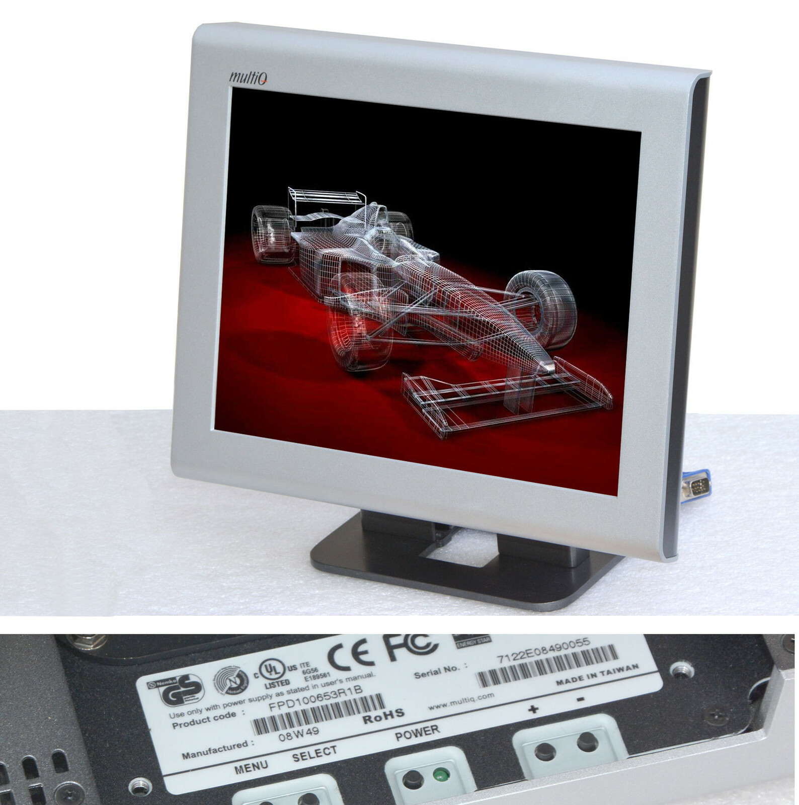 12V 12 "" 30cm Industrial Display Monitor TFT MQ212 Antivandal Anti Metal Case