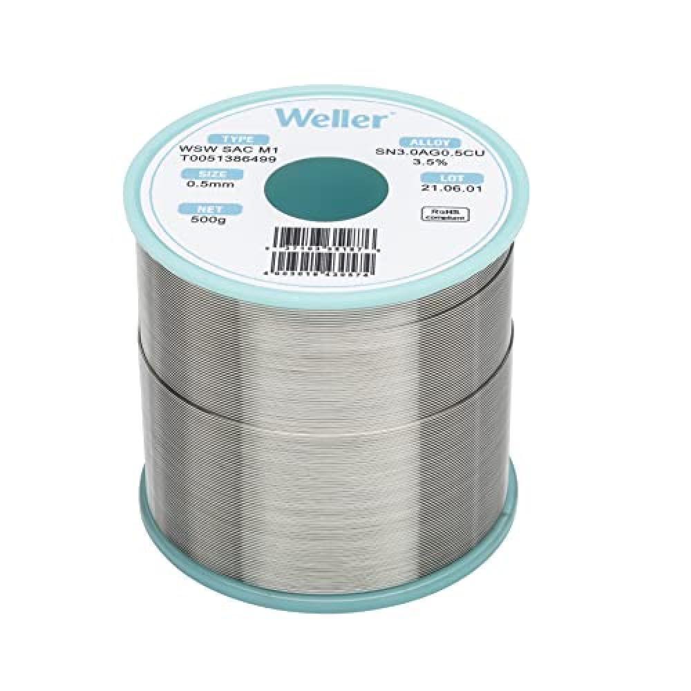 (TG. 0,5mm, 500g) Weller WSW SAC M1 (T0051386499) Filo Saldante, Ø 0.5mm, 500g,