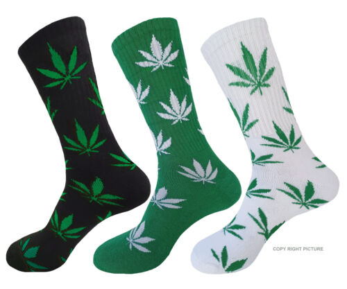 3 PK LONG WEED SOCKS LEAF RASTA CANNABIS SIZE 10-13 MULTICOLOR TRUE TO SIZE (34) - Picture 1 of 4