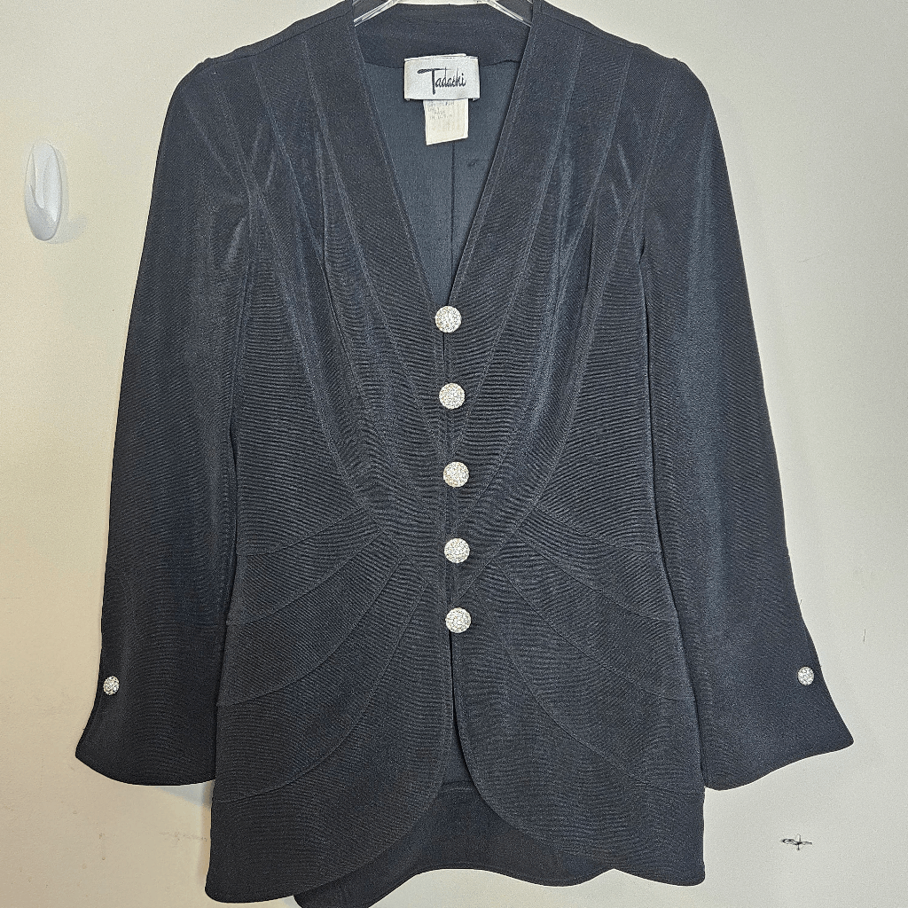Tadashiさん専用 Tadashi Formal V Neck Button Down Jacket 15-7277X3 Rhinestone
