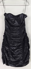 Express Dress Womens 4 Black Draped Strapless Silk Mini Dress
