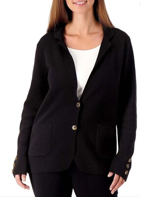 Joan Rivers Milano Knit Sweater Blazer Black Large A548742 | eBay